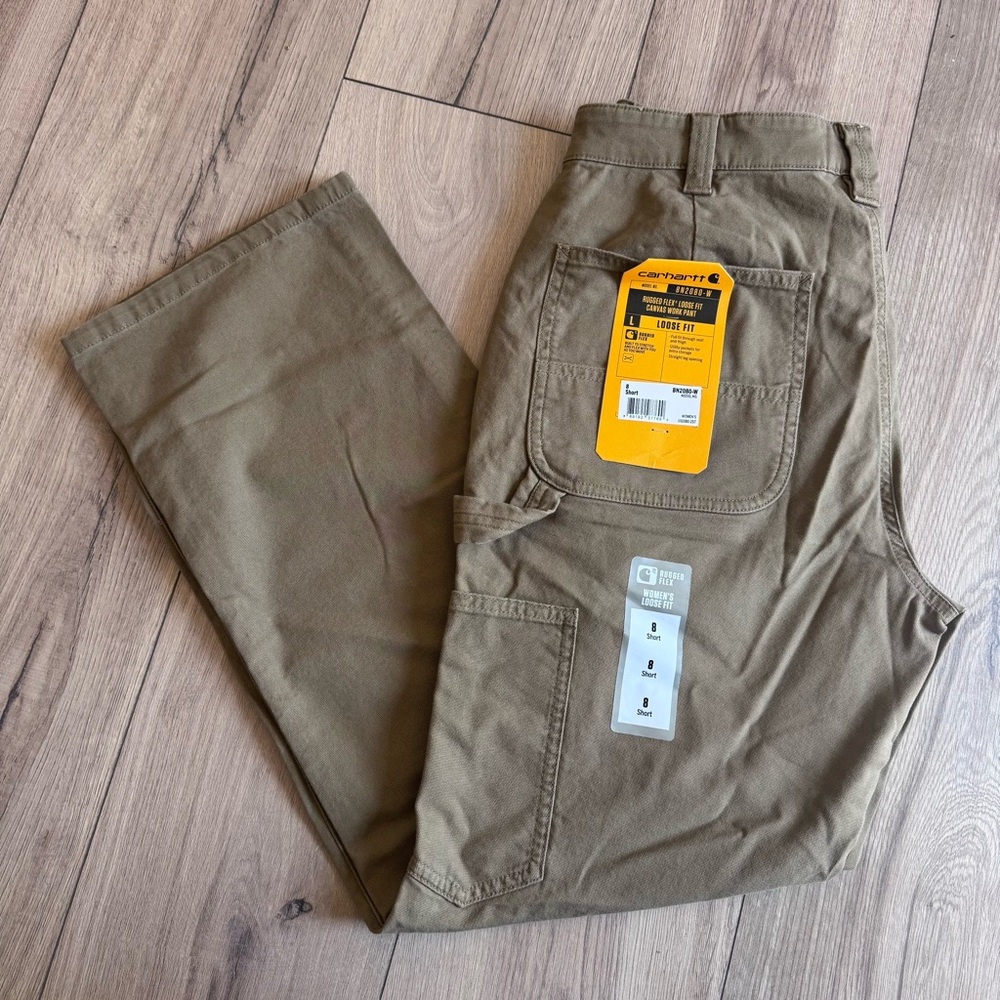 Carhartt Rugged Flex Loose Fit Canvas Work Cargo Pants Tan 8 Short